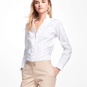 Brooks Brothers White Ruffle Blouse